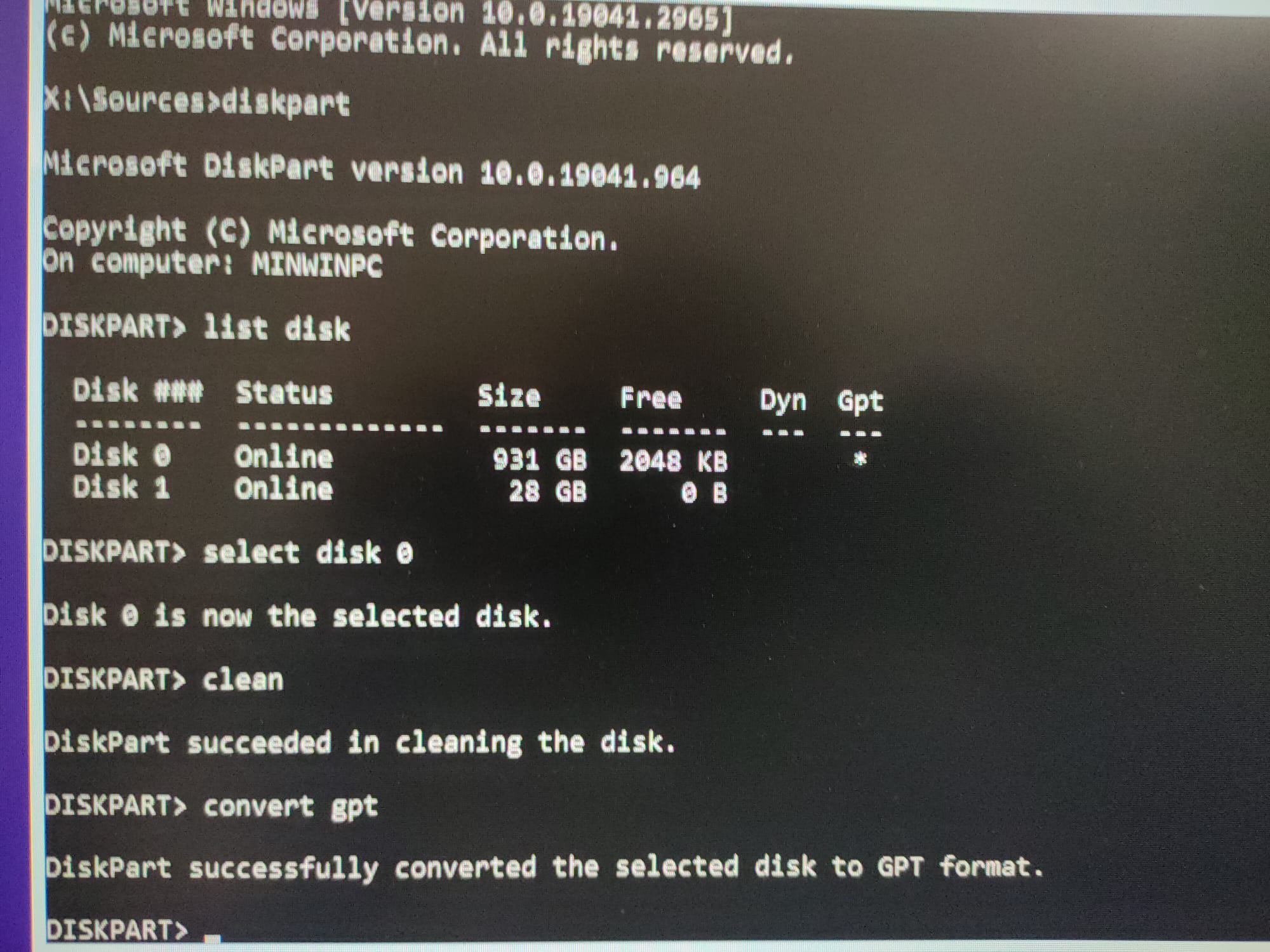 I am trying to do a clean install of windows 10 from boot media