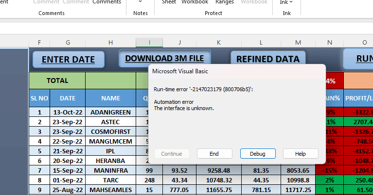 Error in VBA code - Microsoft Q&A