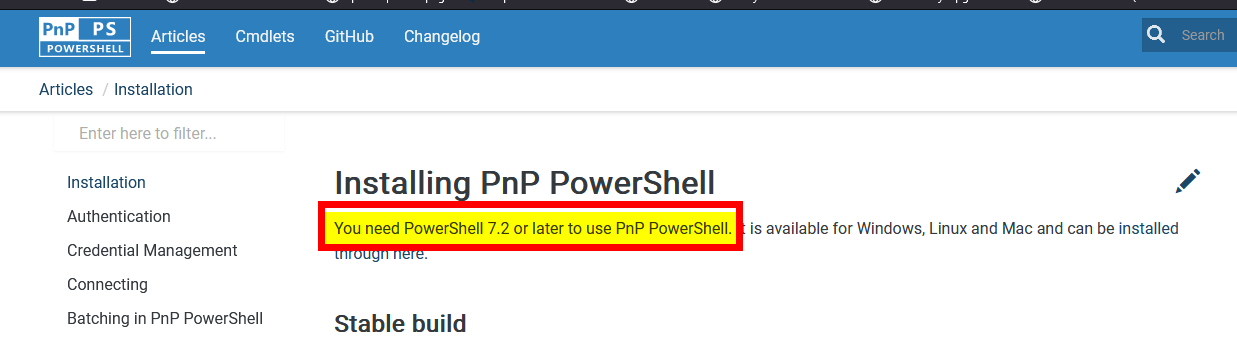 2023-05-11 10_09_38-Installing PnP PowerShell _ PnP PowerShell — Mozilla Firefox