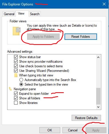 Windows 10 Navigation Pane automatically 