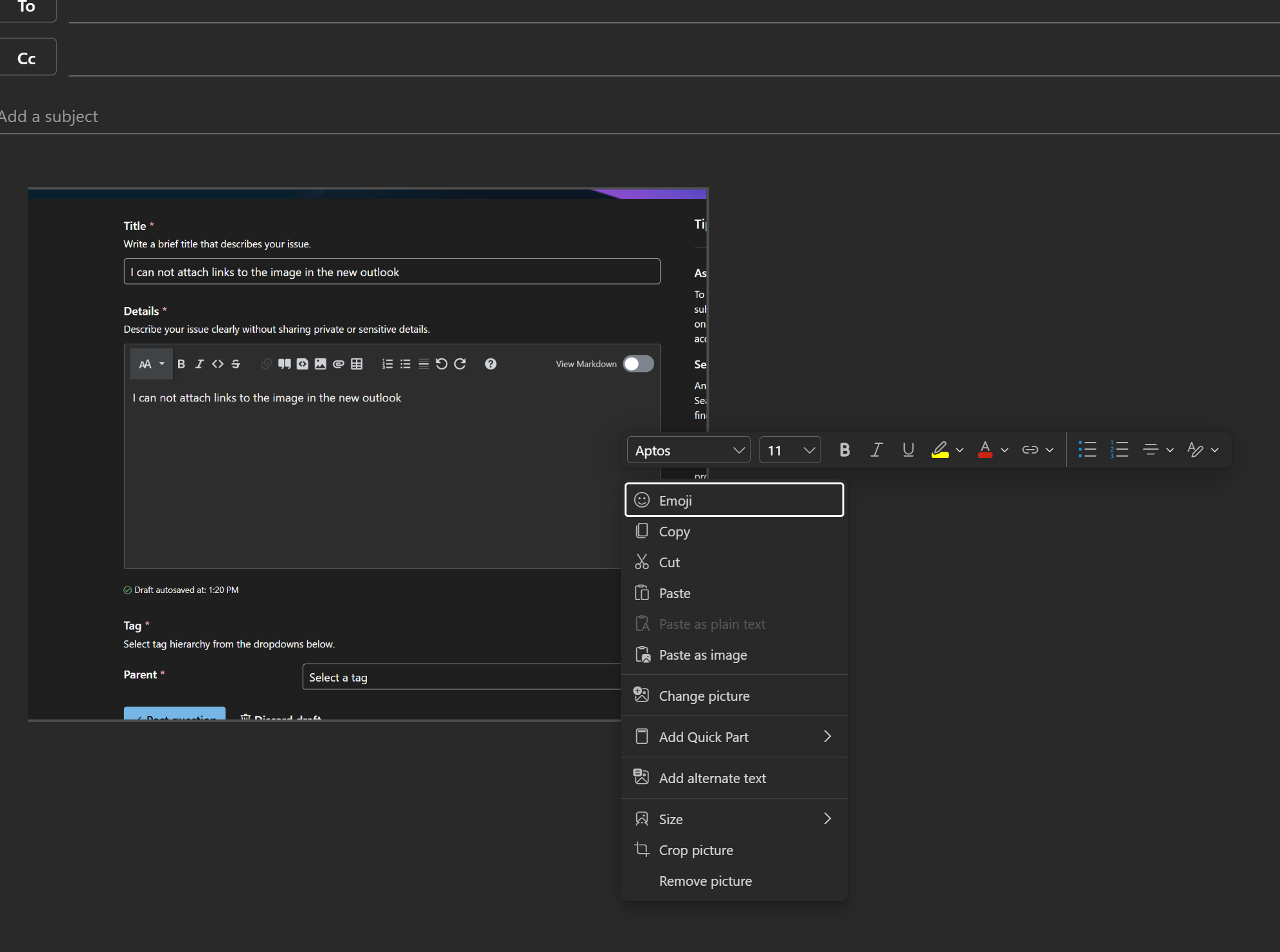 Attach links to images in the new Outlook: a guide.