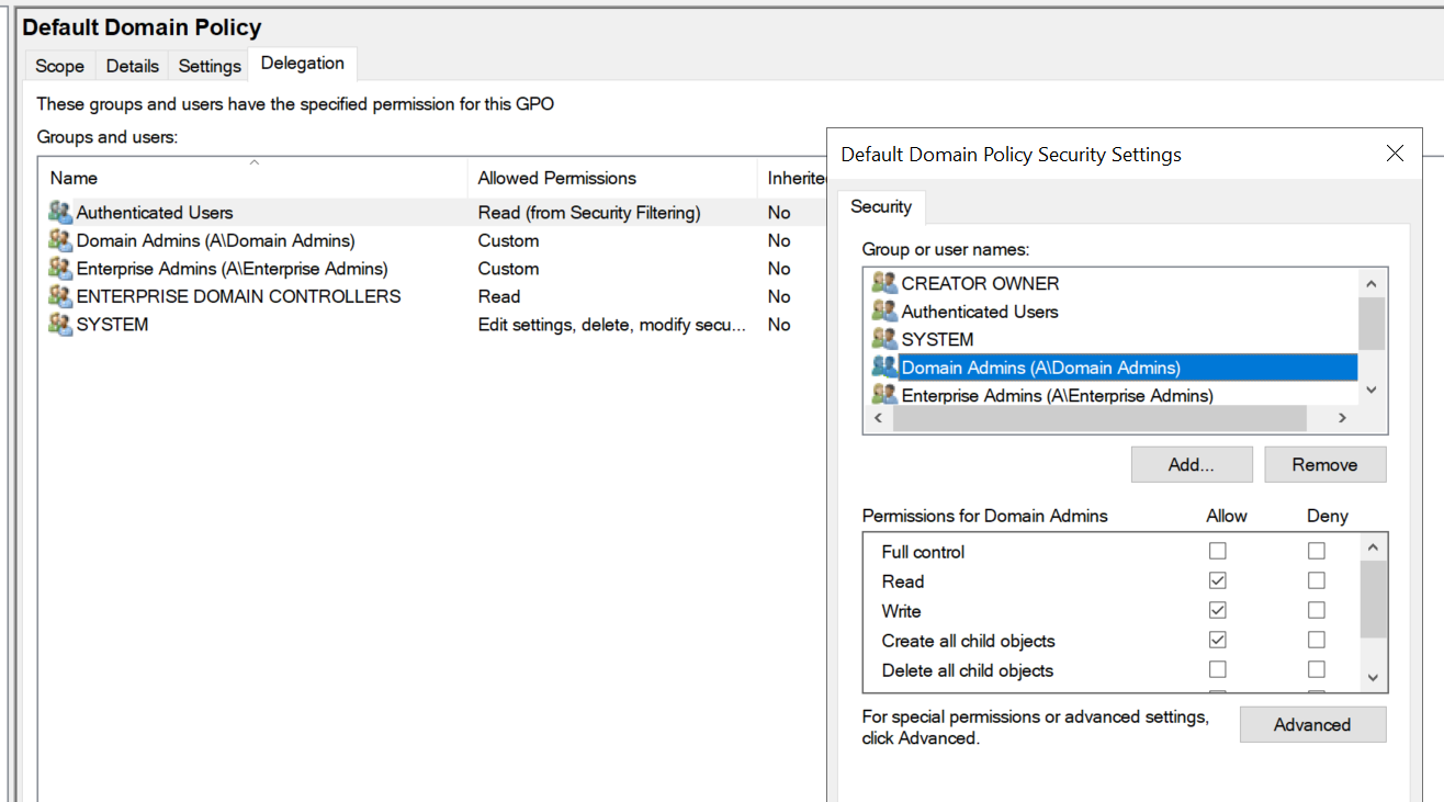 default domain policy in Windows Server 2012 r2 - Microsoft Q&A