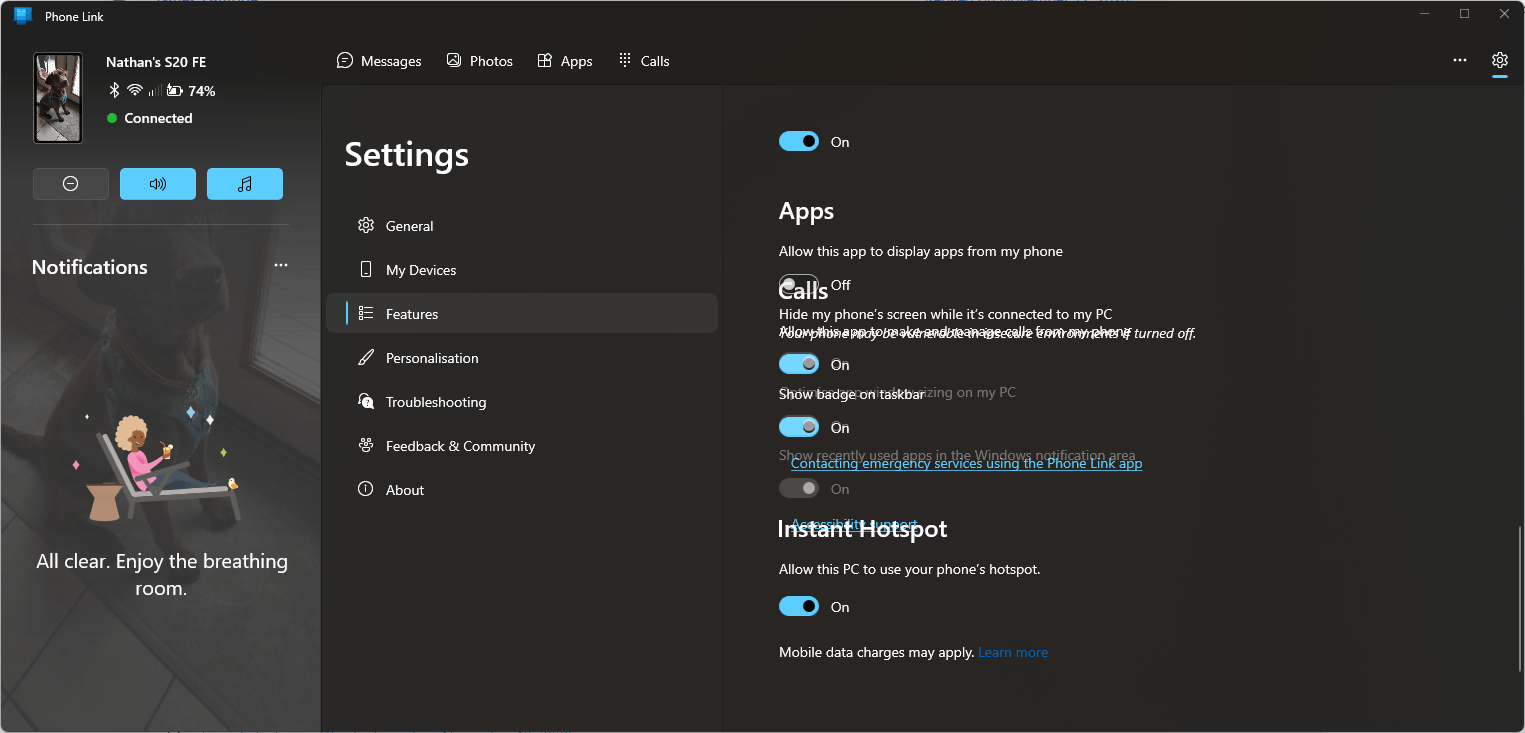 Phone link settings looking unreadable/overlapped - Microsoft Q&A