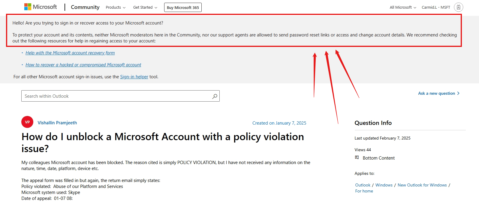 How do I unblock a Microsoft Account with a policy violation issue ...
