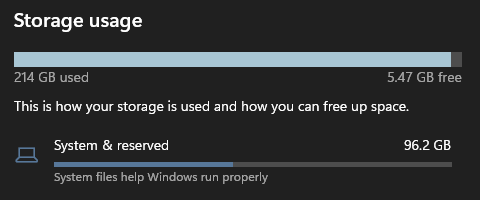 System & Reserved taking up almost half of storage - Microsoft Q&A