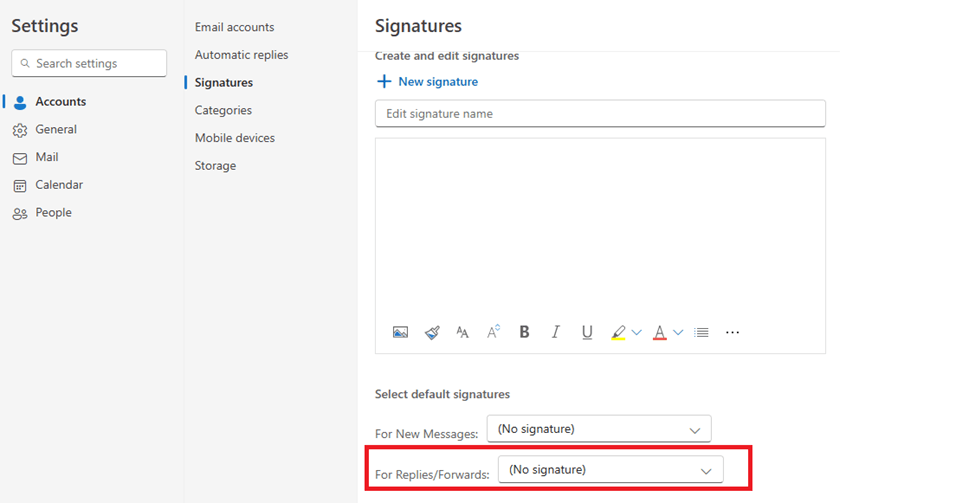 Signatures work for new emails but not replies - Microsoft Q&A