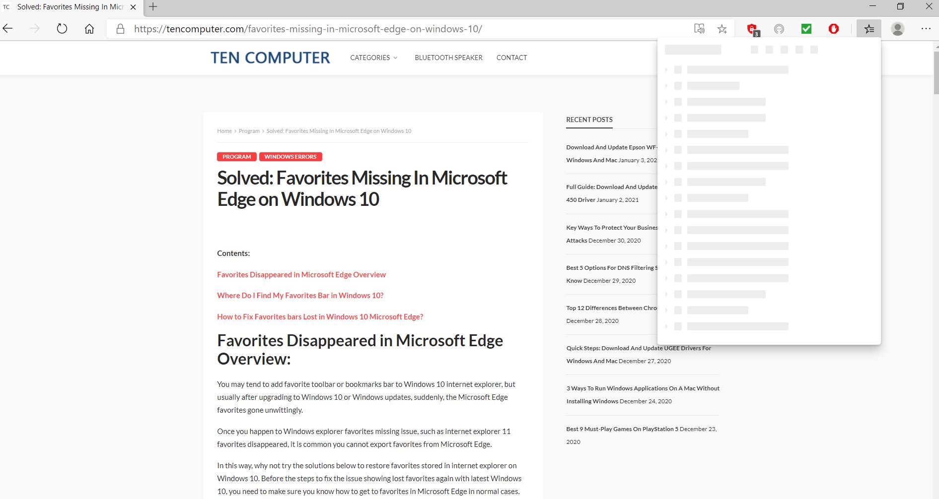 unable to access favourites in edge - Microsoft Q&A