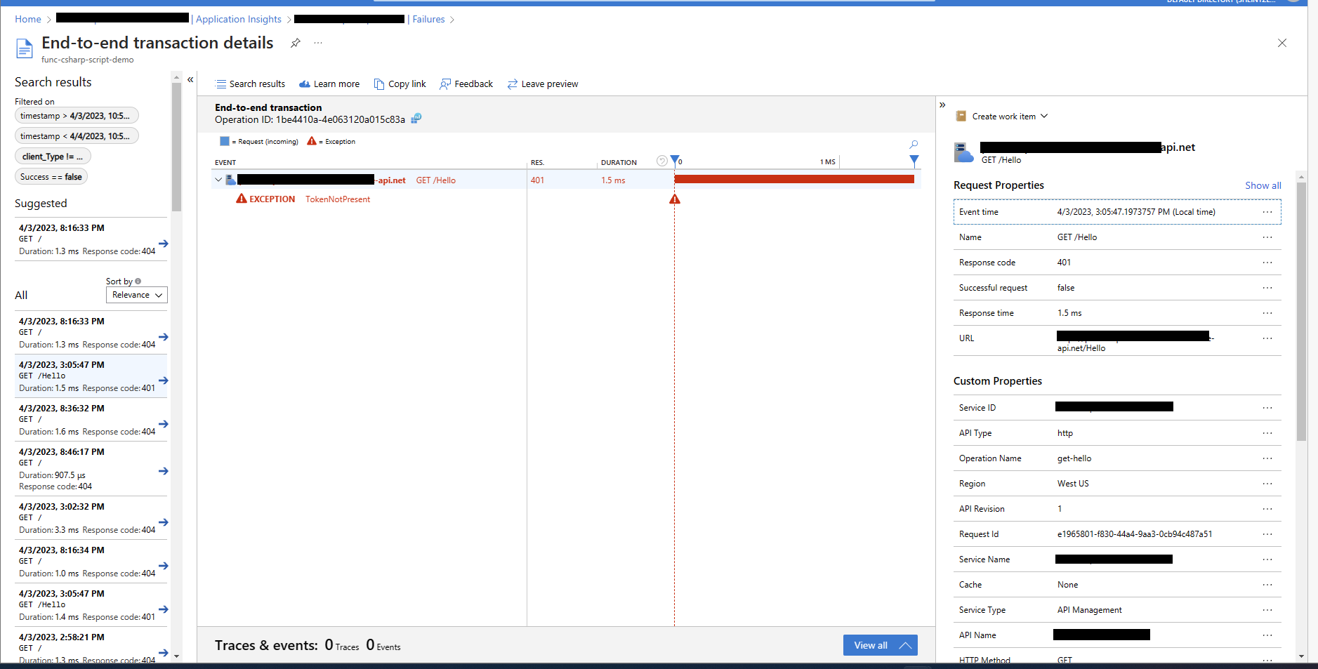 Azure AD/Azure API Mgt/Azure Func Tutorial produces TokenNotPresent ...