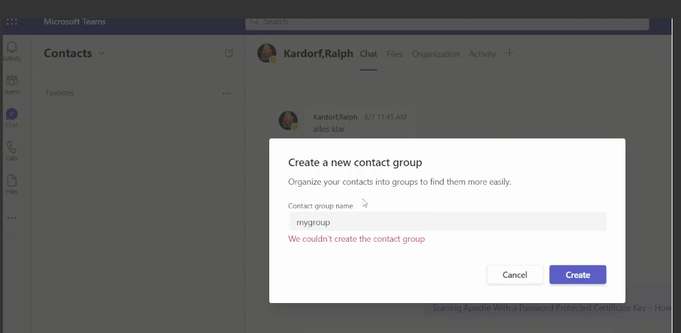 i can not add contact group in Microsoft teams - Microsoft Q&A
