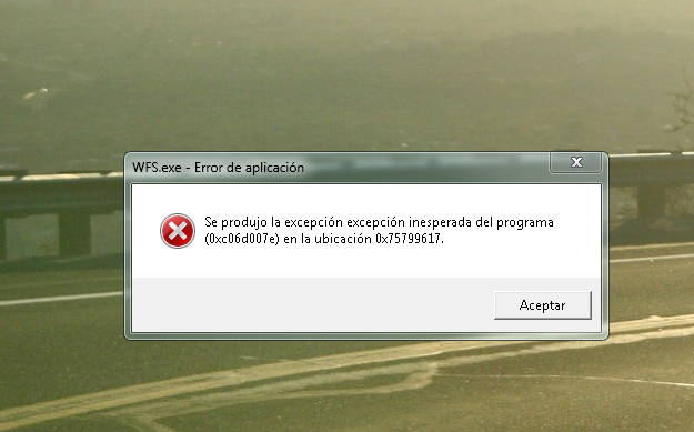 Windows 7 - WFS.exe Error de aplicación. - Microsoft Q&A