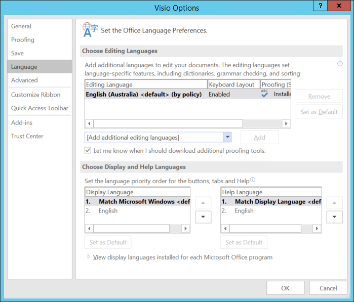 Visio - Setting Default Language - Microsoft Q&A