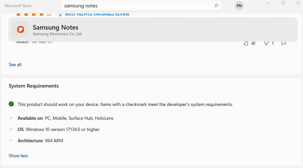Unable to install samsung notes application from microsoft store even ...