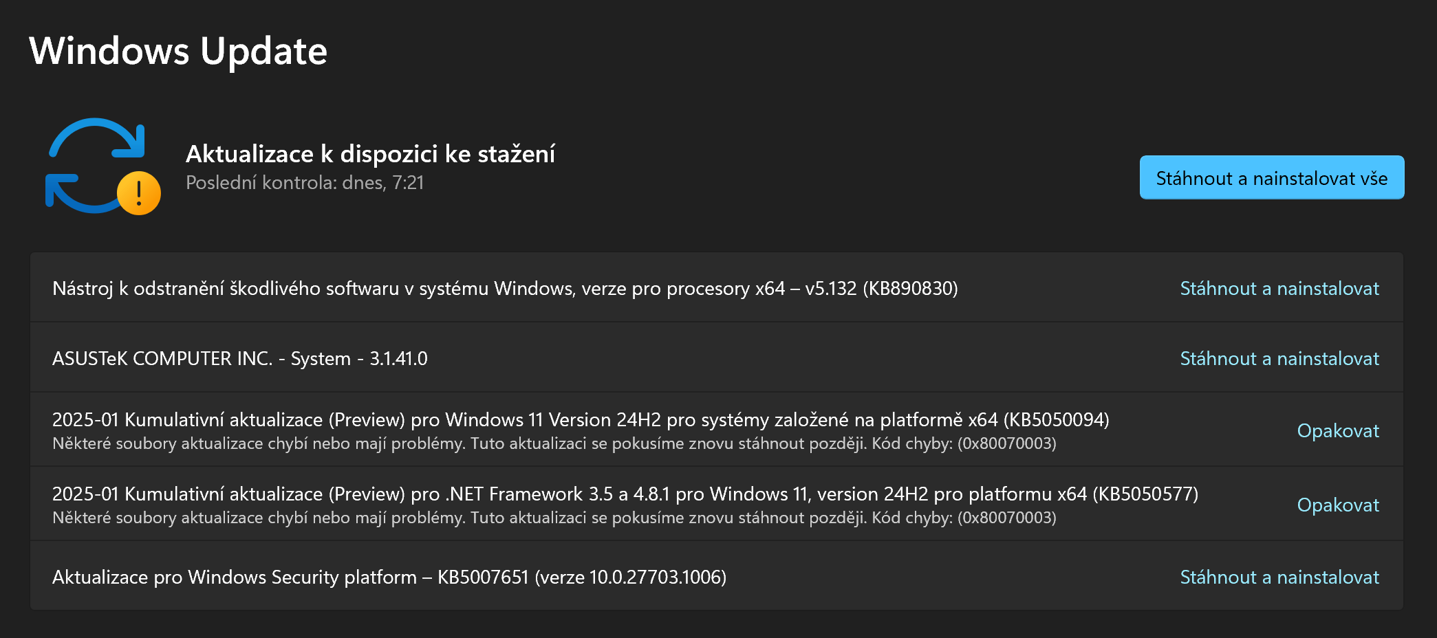 Windows update stops everytime at 7% running into a problem - Microsoft Q&A