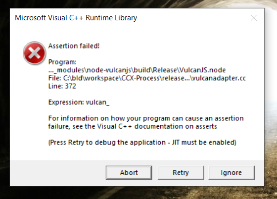 Microsoft Visual C++ - Assertion Alert - Microsoft Q&A