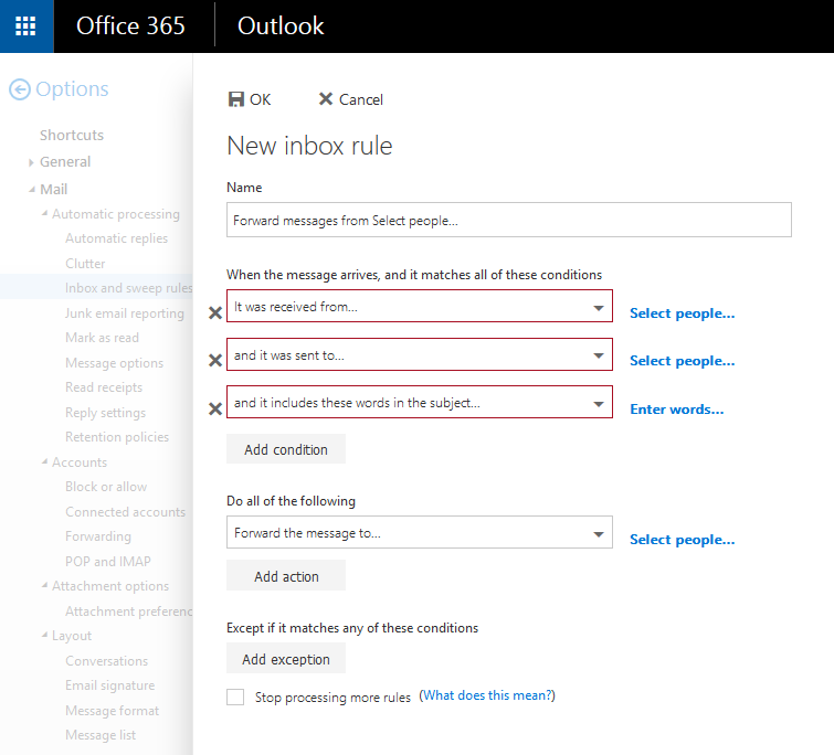 Rule to Forward Email is not working - Microsoft Q&A