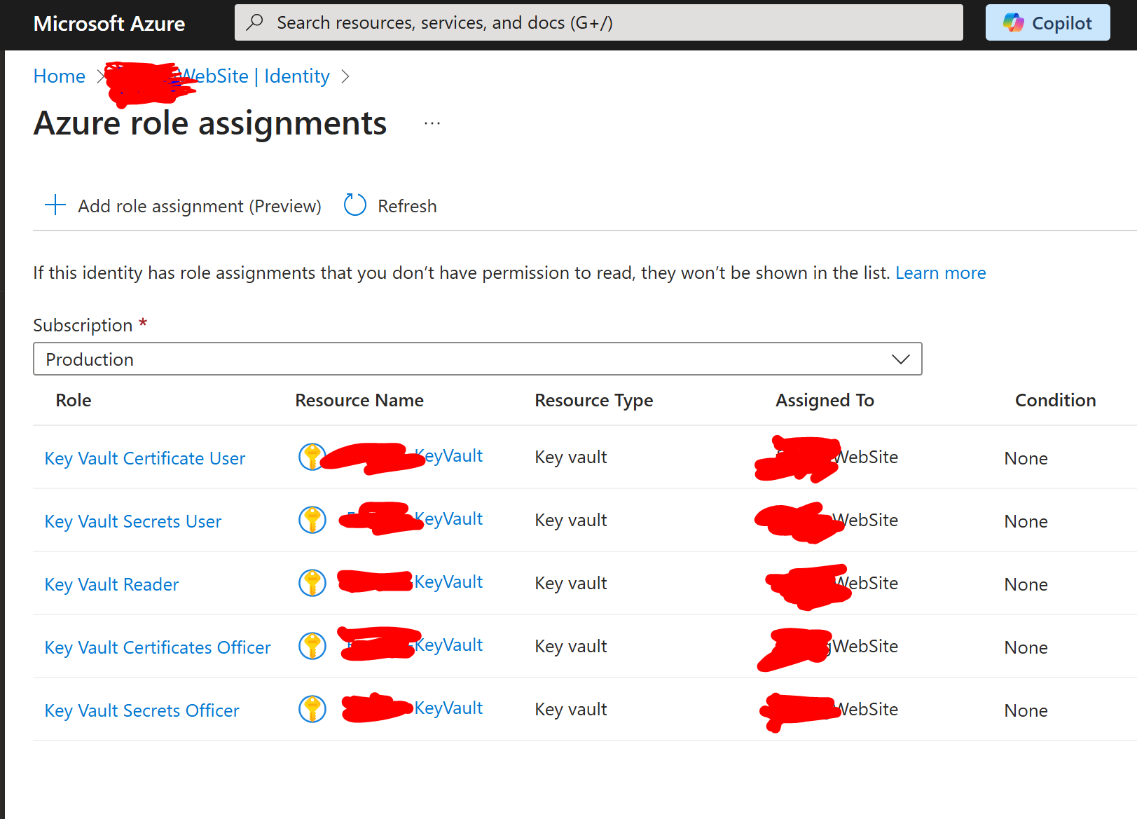 Azure-WebApp-has-KeyVaultCertificatesANDSecretsUser