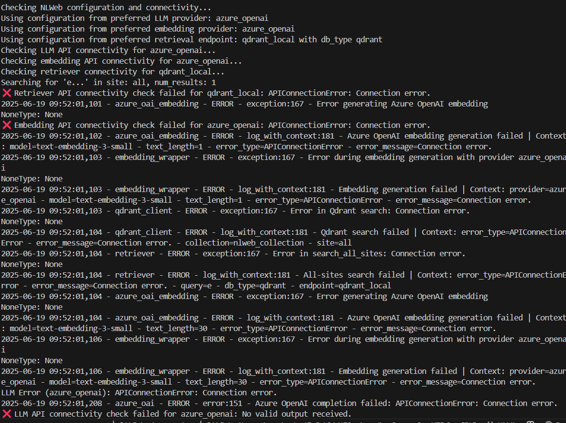 Unable to use AzureOpenAi while I am trying to build NLWeb - Microsoft Q&A