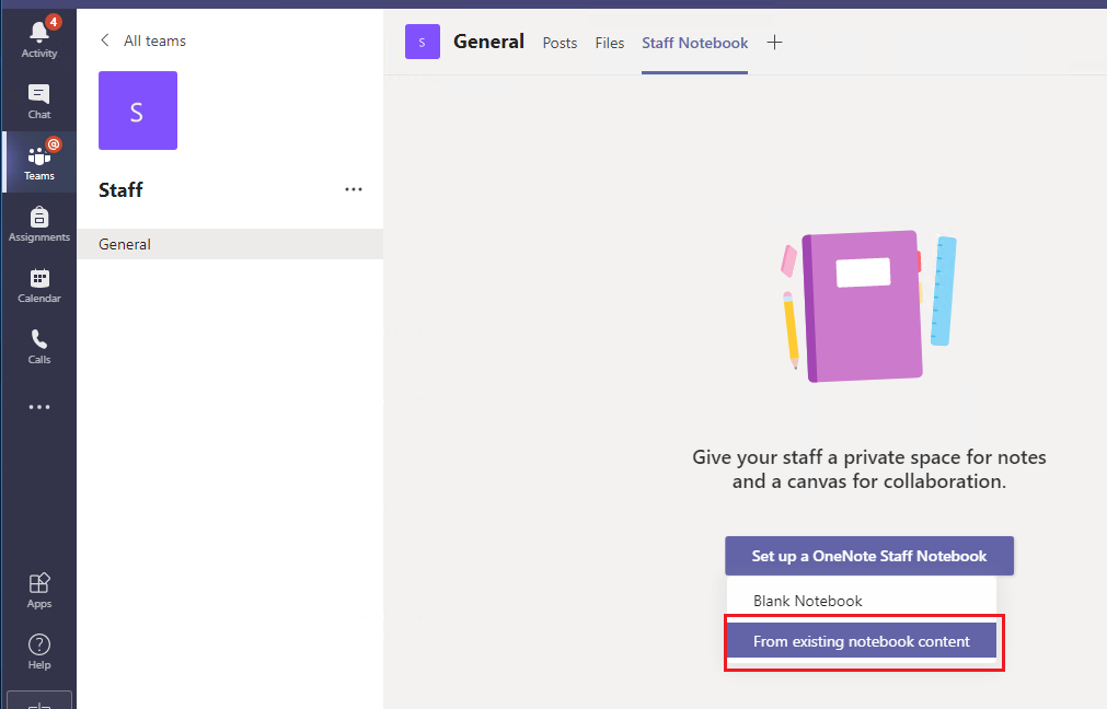 Adding a staff notebook to TEAMS - Microsoft Q&A