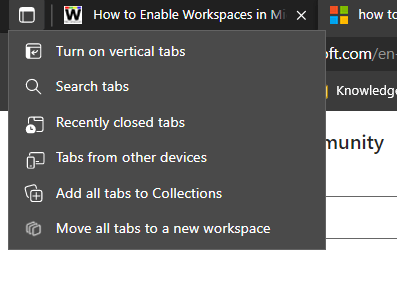 Microsoft Edge Enterprise new tab page