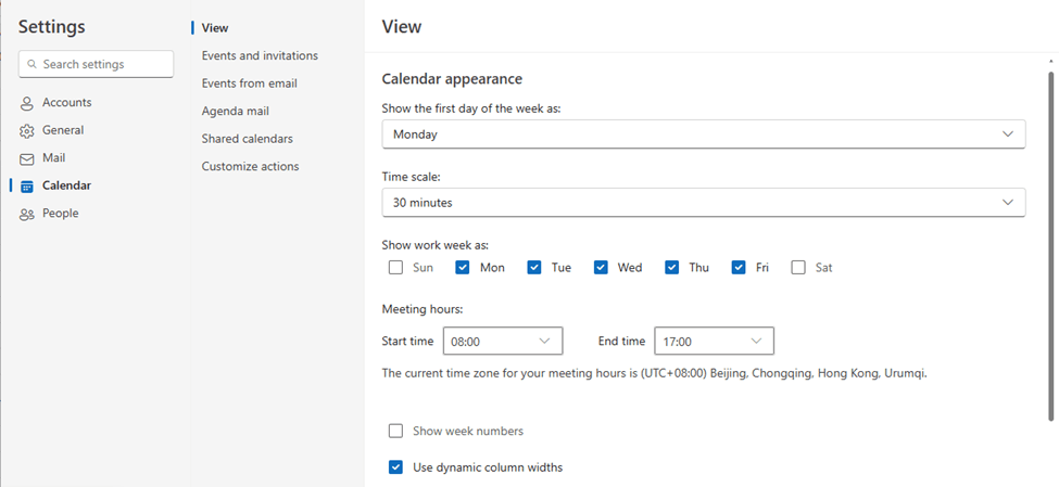 In Outlook Calendar, how do I set View to see only business hours ...