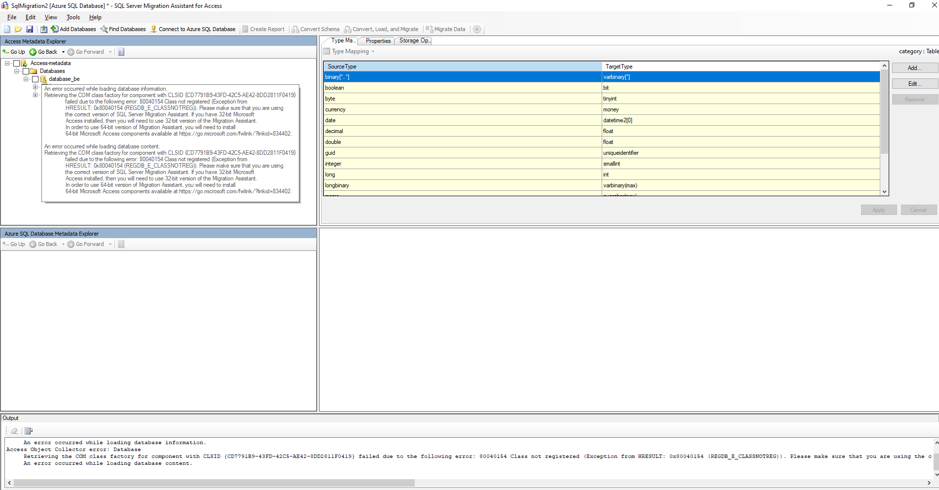 SQL Server Migration Assistant for Access - Error - Microsoft Q&A