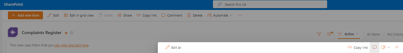 Screenshot SharePoint (not Lists)