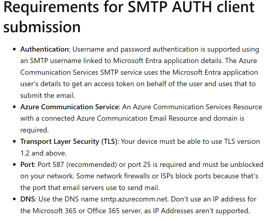 Unable to connect to new Azure Communication Services over TCP port 587 ...