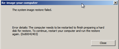 System Image Restore Failed | Error details: Element not found ...