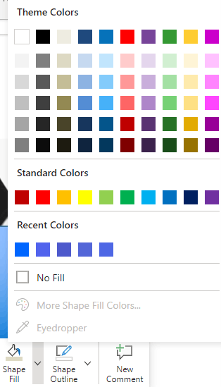 Eyedropper and More Shape Fill Colors... unavailable - Microsoft Q&A