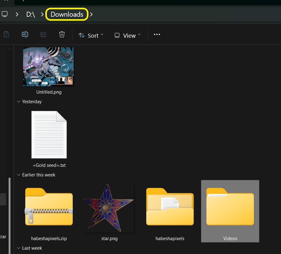 Folder that is in another location seemingly in Downloads ...