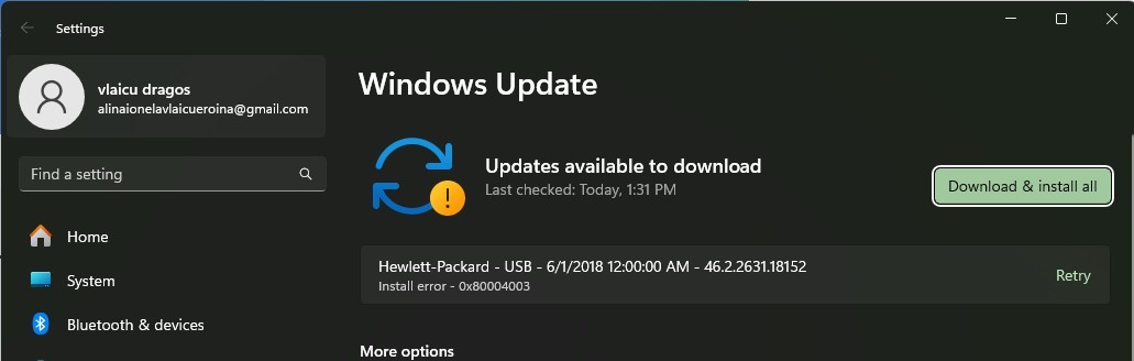 I can't update windows here is a screenshot with the error: - Microsoft Q&A