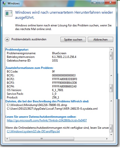 BSOD with error code: 1031 - Microsoft Q&A