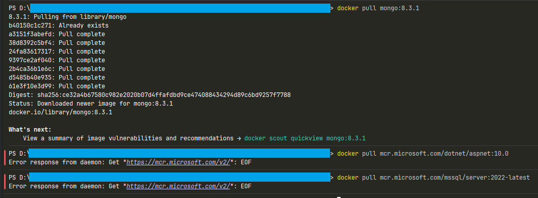 Can't pull Microsoft's Docker Images (ASP.NET, Microsoft SQL etc ...