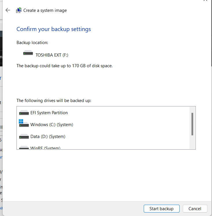 Back up pc windows 11 failed - Microsoft Q&A