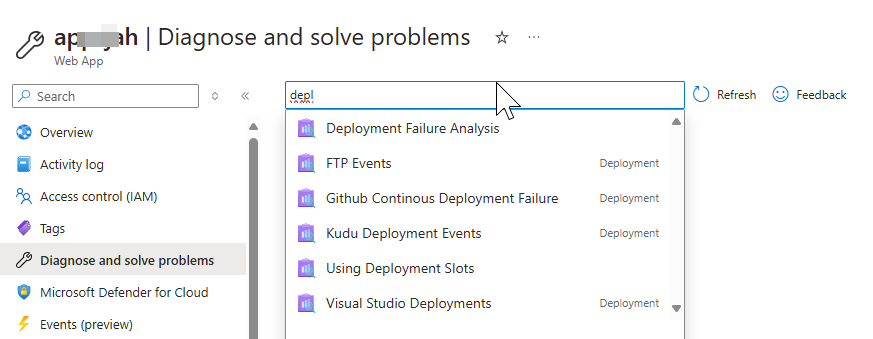 Web App Set up Deployment with DevOps results in Bad Request on Azure ...