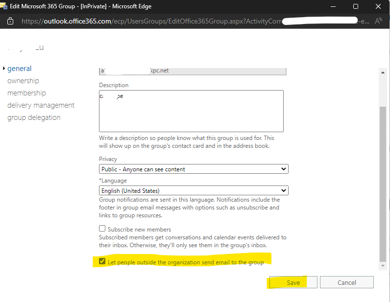 can't set allow external senders for office 365 groups - Microsoft Q&A