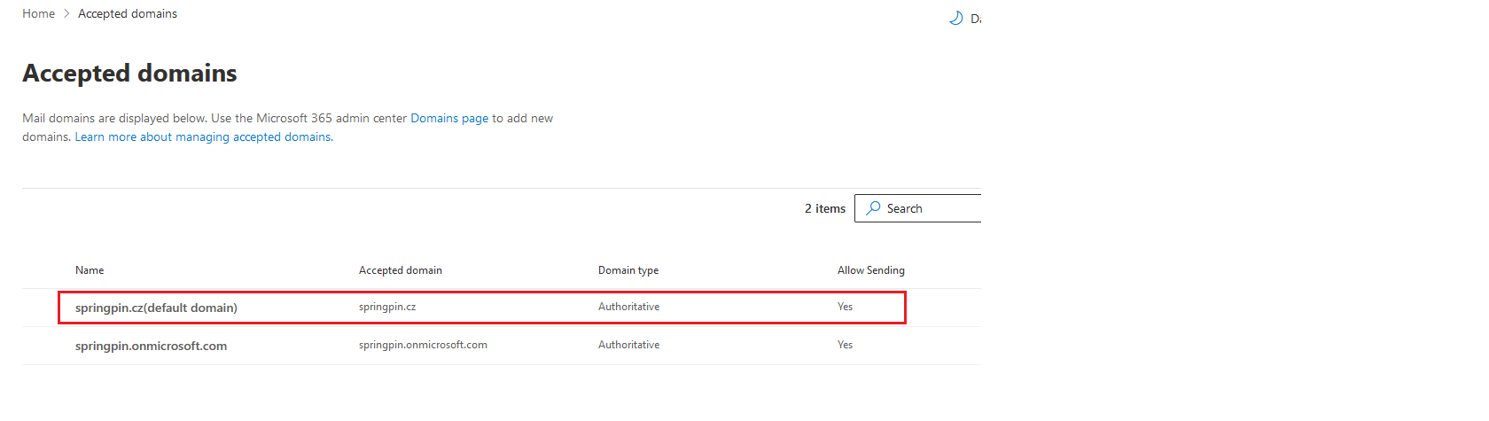 Accepted domains-M365