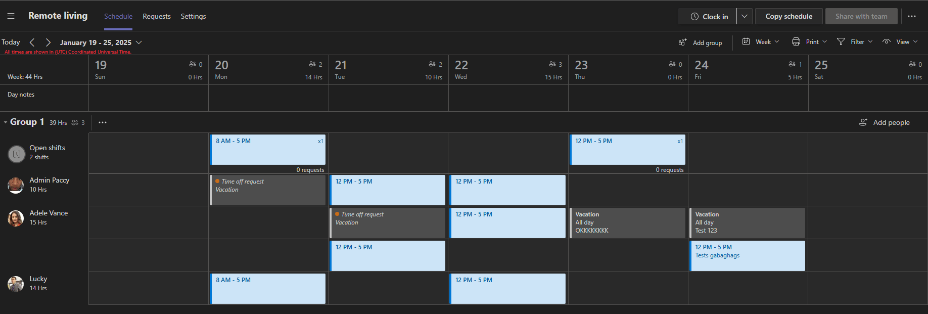 Teams Shifts - How do I see members clock in status and number of ...
