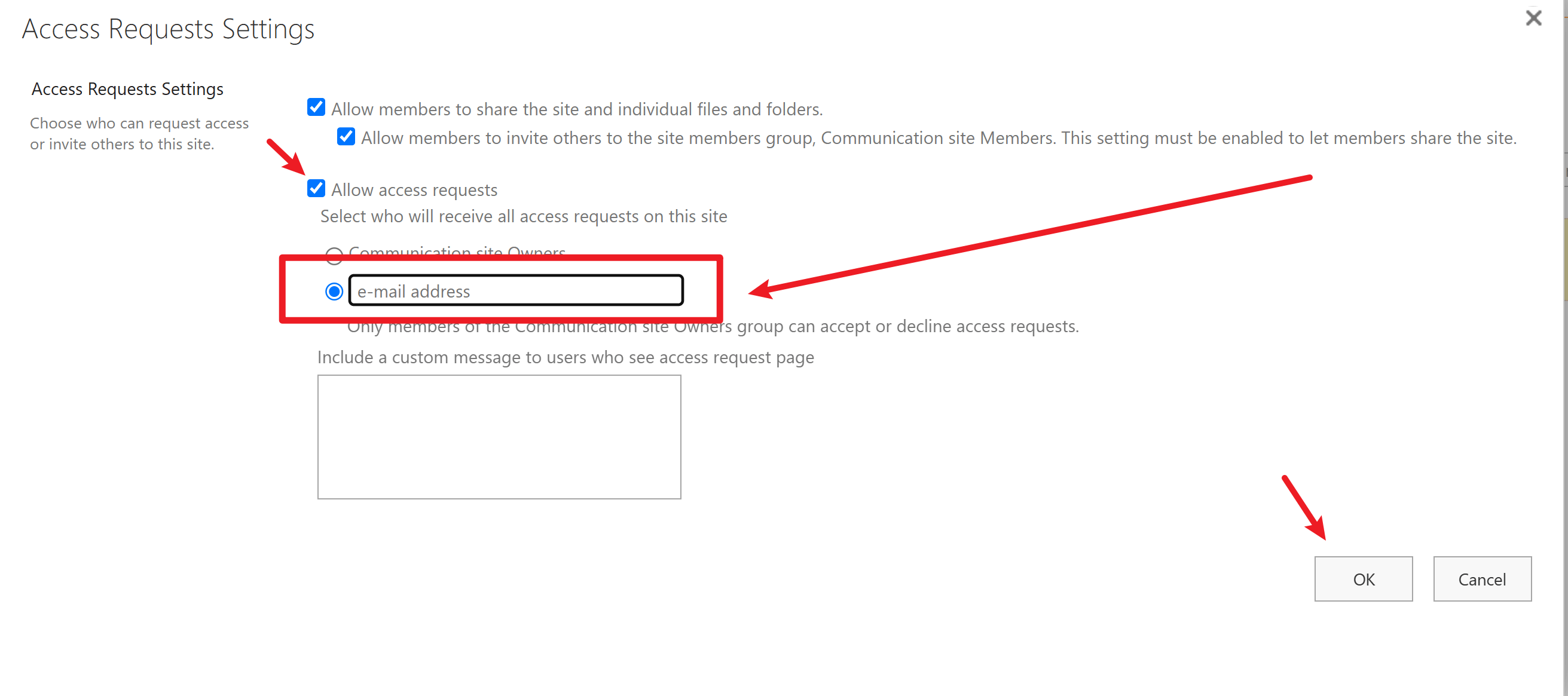 How to add a message when someone requests permission to an excel ...