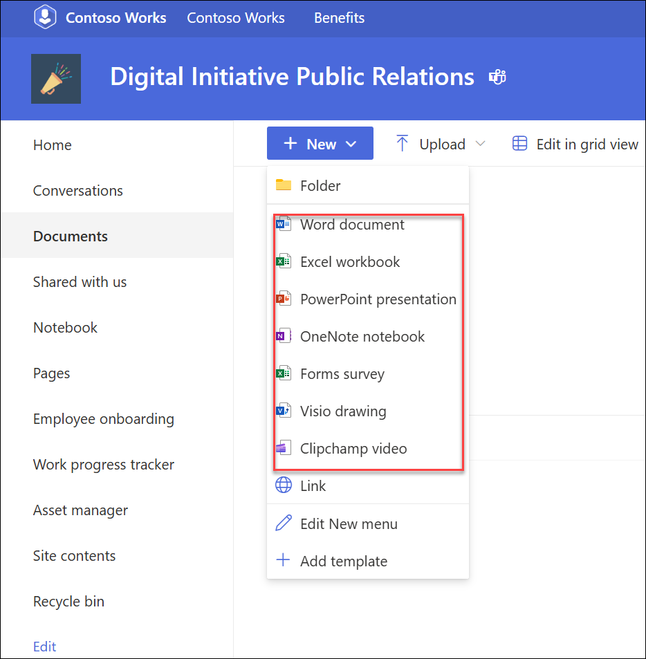 Create a new file in a document library | Microsoft Support