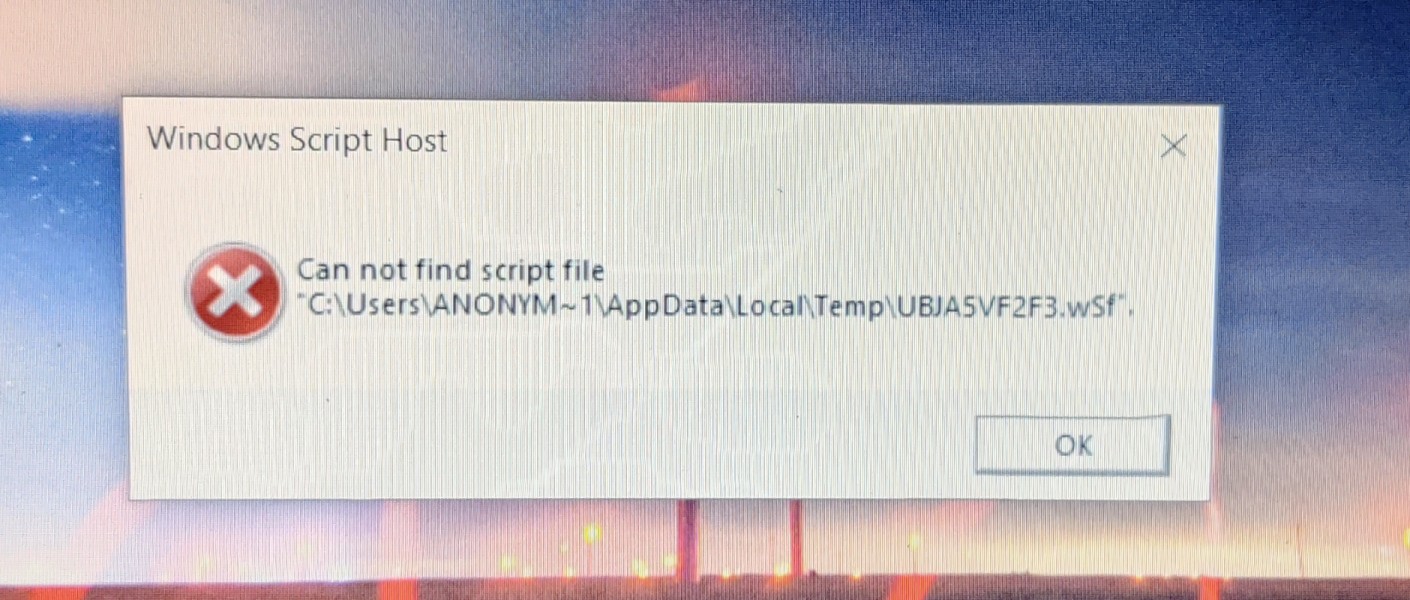 Windows script host error - Microsoft Q&A