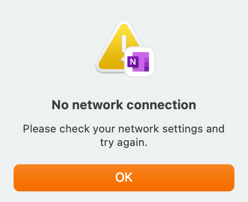 macOS OneNote Sign in Error - No Network Connection - Microsoft Q&A