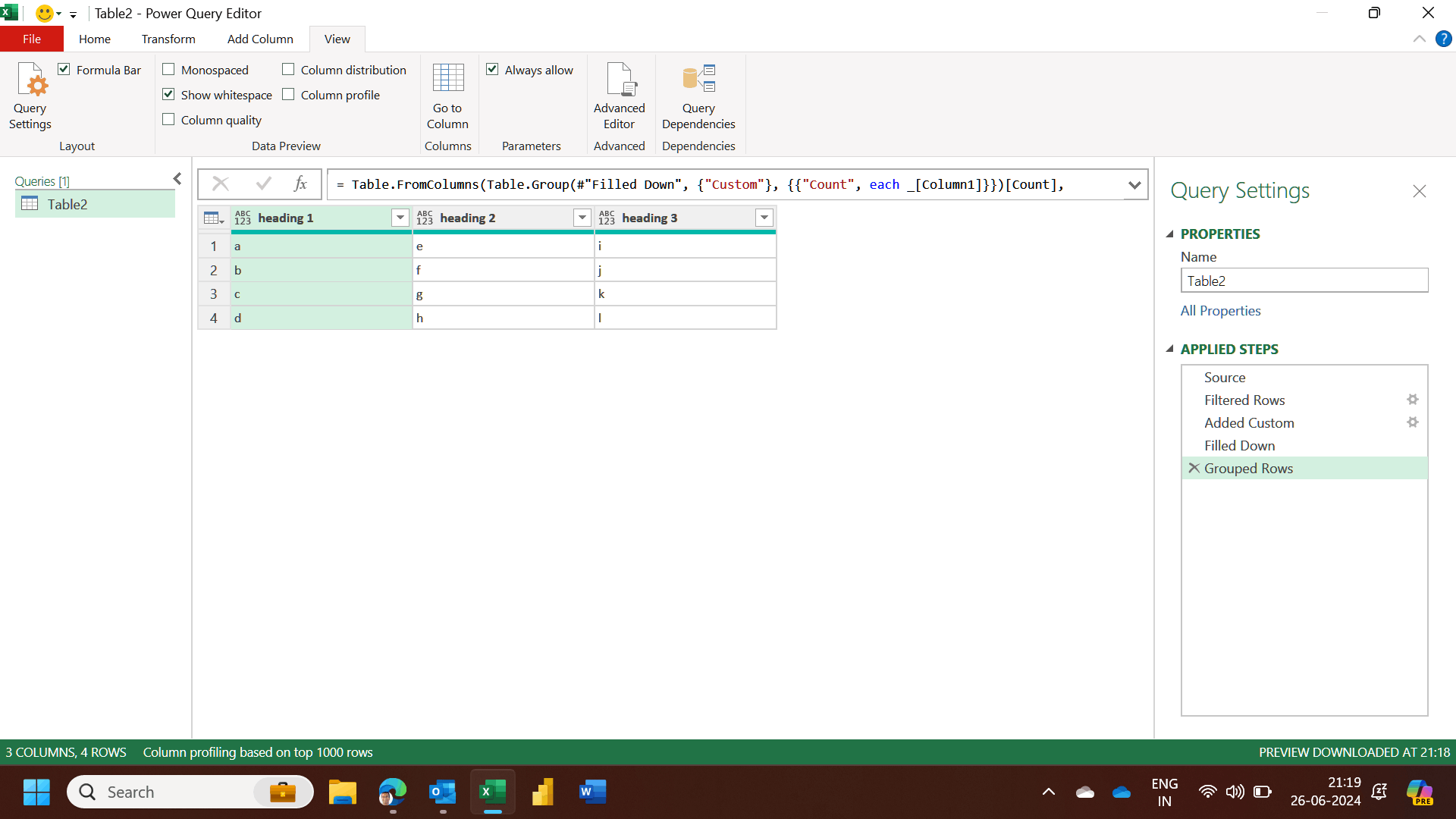 Splitting a long column into multiple columns at subheaders ...