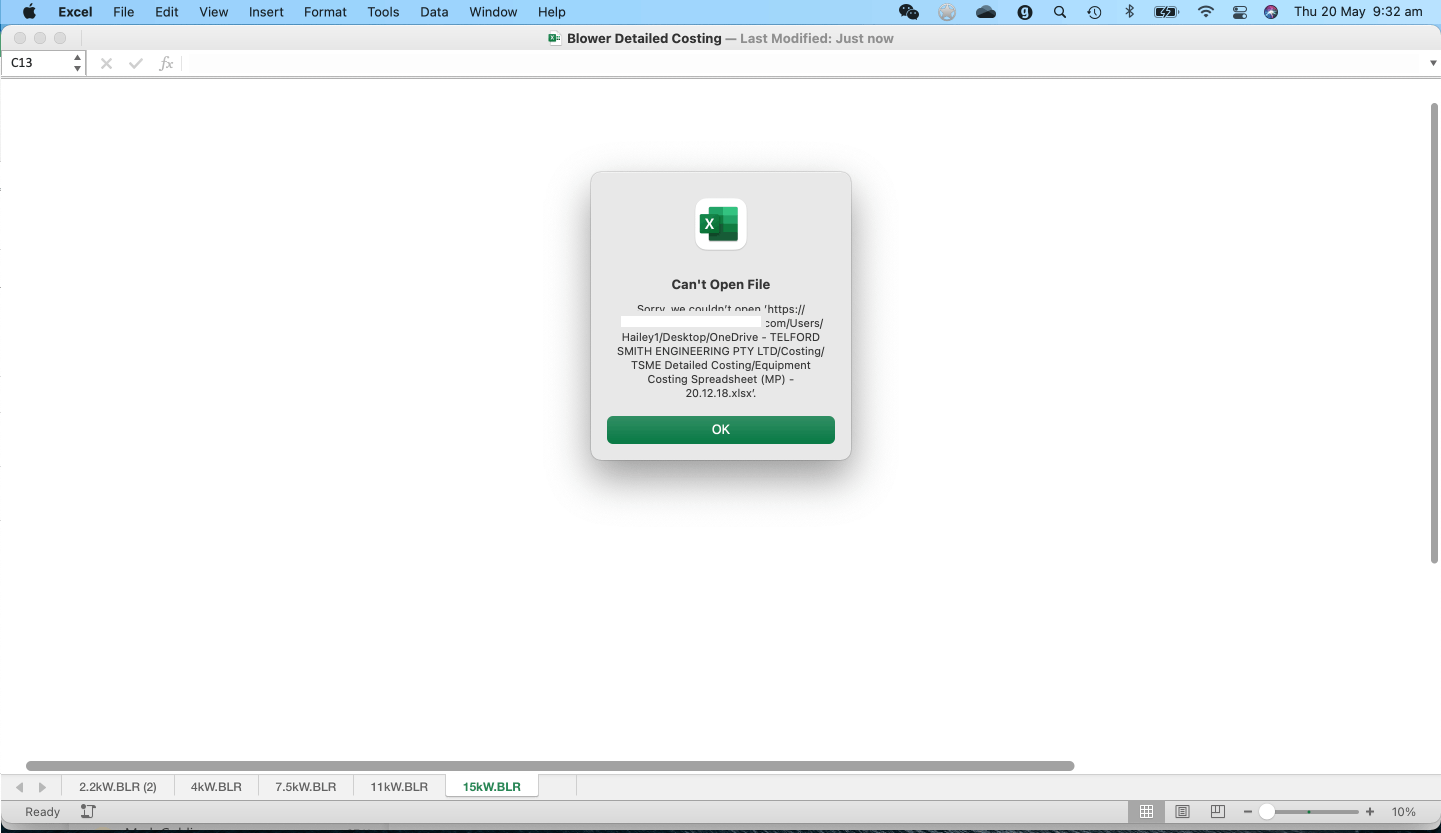 Popup boxes: "Cant Open File" and "Cant access file" only to open after ...