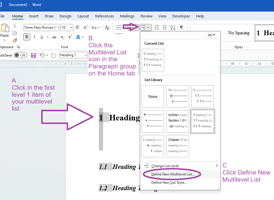 Help modifying an existing multilevel list - Microsoft Q&A