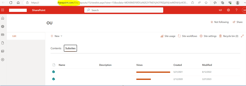 Sites created out of main site - Microsoft Q&A