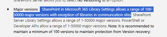Versioning Setting not working for Document Library - Microsoft Q&A