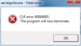 The program will now terminate - คำถามคำตอบของ Microsoft