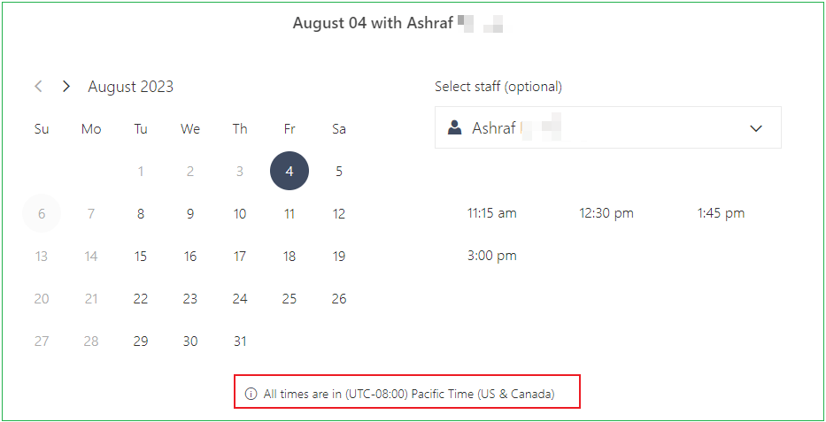 Crossing Time Zones in Microsoft Bookings - Microsoft Q&A