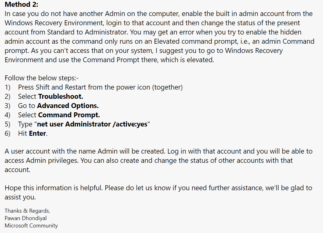 Creating An Admin Account On Windows 11 - Microsoft Q&A